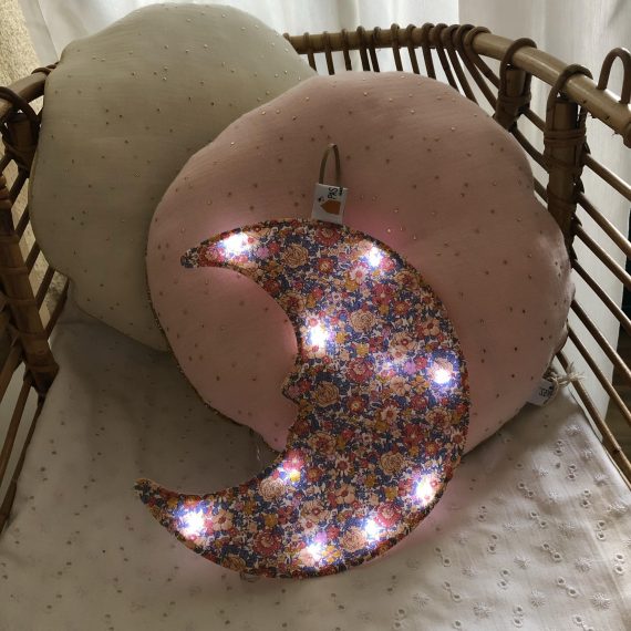 plumetis rose dos liberty ocre et bleu allulée